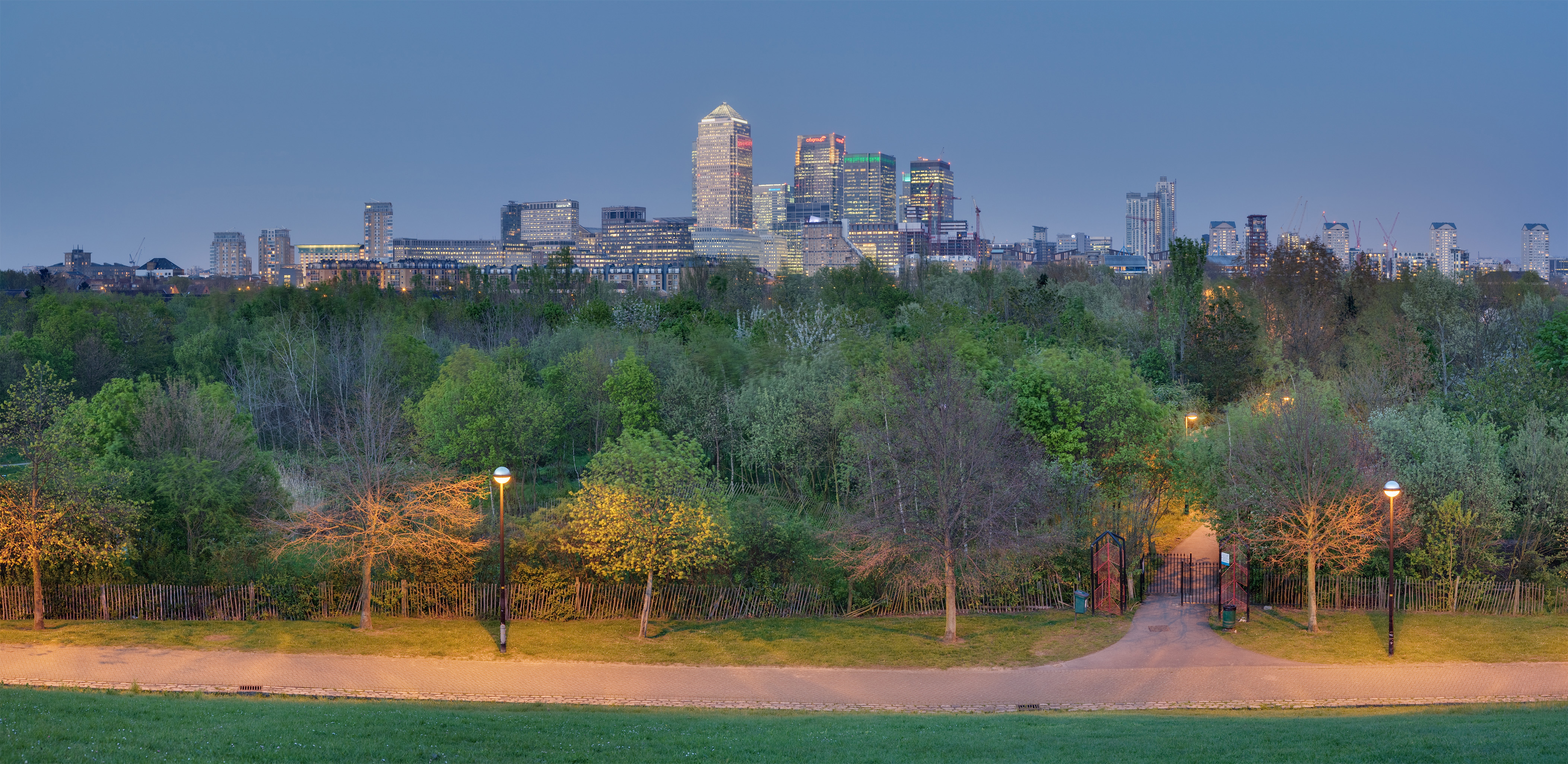 Stave Hill And Canary Wharf, London